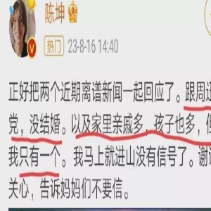 8月16日,陈坤被狗仔曝出又有两个孩子,本人亲自回应!