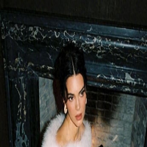 被卡戴珊肯豆的圣诞美照惊艳,黑色长裙拼接白色毛领,美的像油画